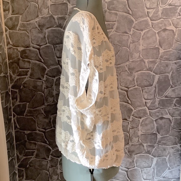 Free People Women Cream Sheer Lace Boho Tunic M - Picture 2 of 12